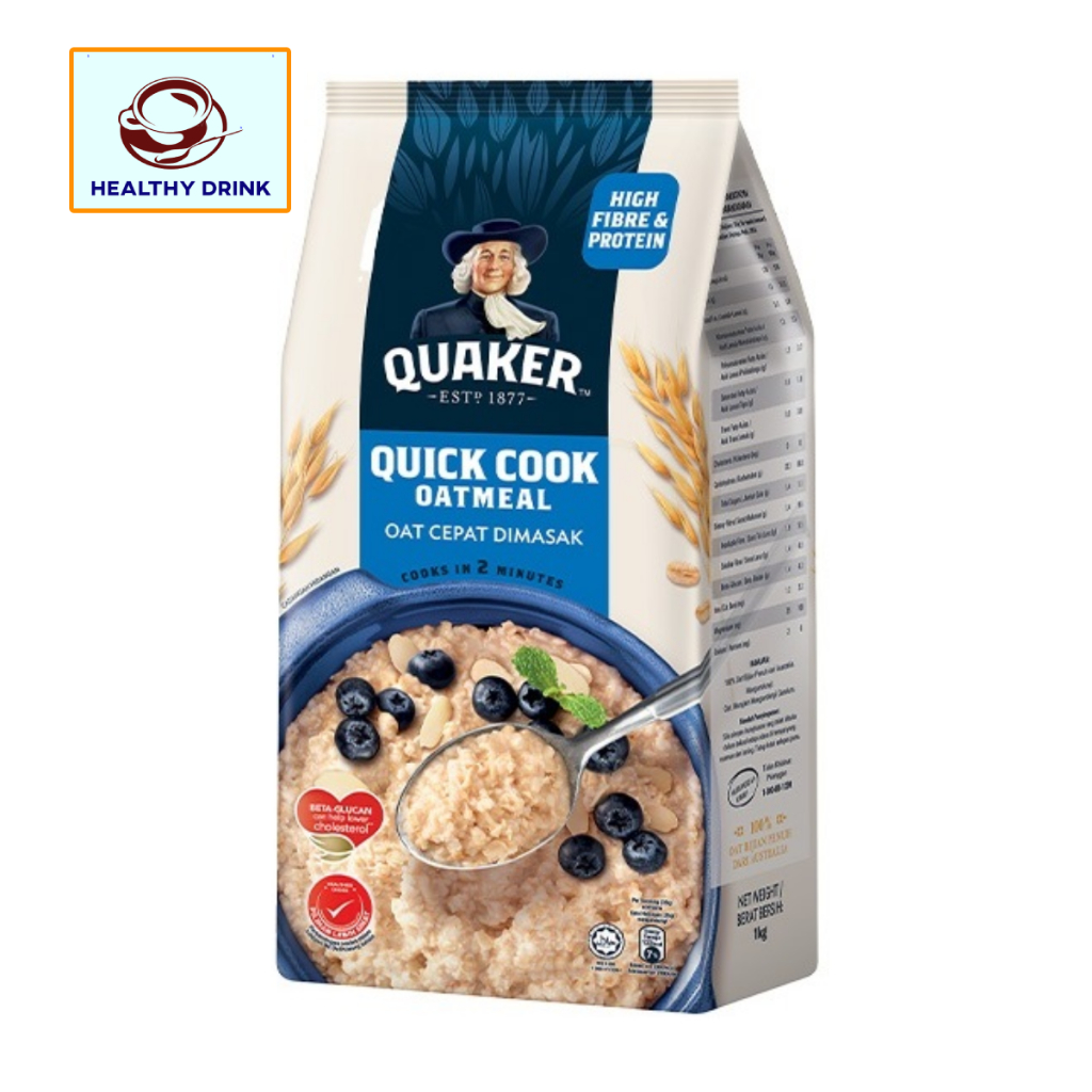 QUAKER เควกเกอร์ ซีเรียล ข้าวโอ๊ต สูตรสุกเร็ว 1000 กรัม ส่งเร็ว ธัญพืช ได้มาตรฐาน สะอาด