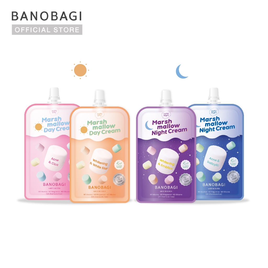 BANOBAGI Marshmallow Cream บาโนบากิ มาร์ชแมลโลว์ ครีม ผิวนุ่มเด้ง อิ่มน้ำ เหมือนมาร์ชแมลโลว์