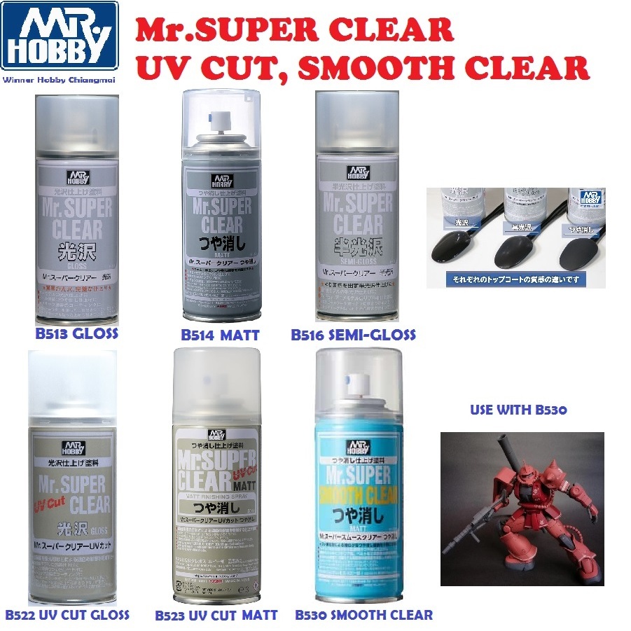 GSI Creos Mr Hobby B513, B514, B516, B522, B523, B530 TOPCOAT SUPER CLEAR, Plastic Model กันดั้ม Gunpla