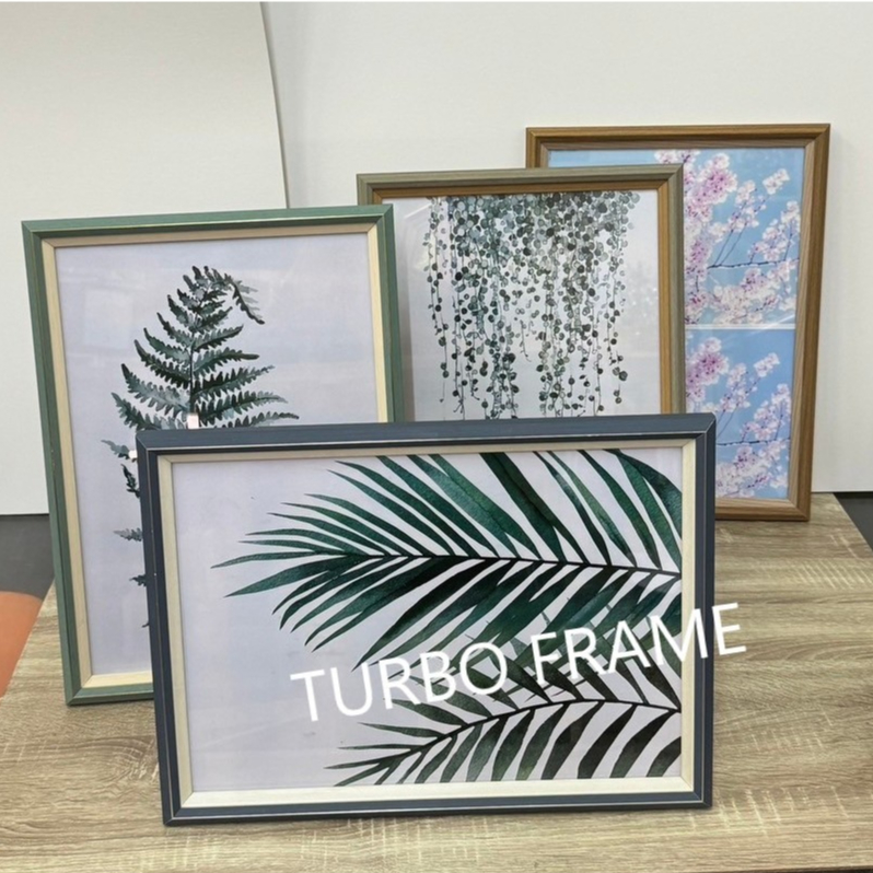 กรอบรูปแต่งบ้านแนววินเทจ Two-tone ขนาดภาพ A4,8x12",10x12",10x15", 12x15", A3, 12x16",12x18" พร้อมกระจก ขาตั้ง หูแขวนผนัง