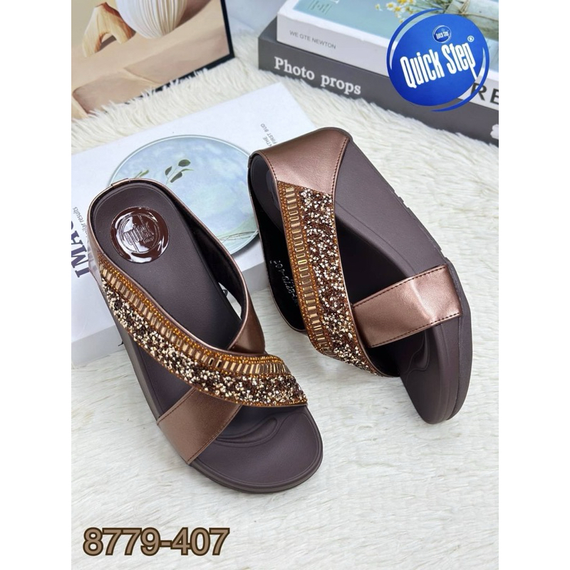 🌈8779-407🌈รองเท้าเพื่อสุขภาพQuick stepแท้พื้นนิ่มใส่สบายเท้าสูง2.5นิ้ว🎉🎉