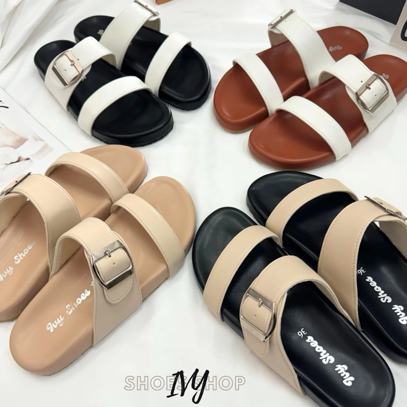 ซื้อ รองเท้าแตะ IVY SHOES (แบบทูโทน) รุ่น 2 ตอน พื้นนุ่ม มินิมอล มี 4 สี รองเท้าผู้หญิง size 36-41