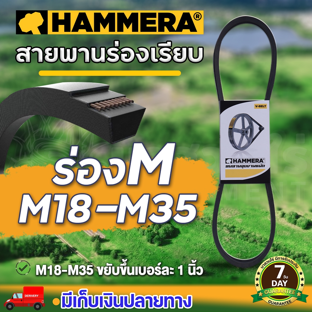 สายพาน HAMMERA ขนาดเบอร์ M18 - M35 สายพานร่องM สายพานการเกษตร สายพานอุตสาหกรรม สายพานรถเกี่ยว สายพานขับ รับประกัน 7 วัน