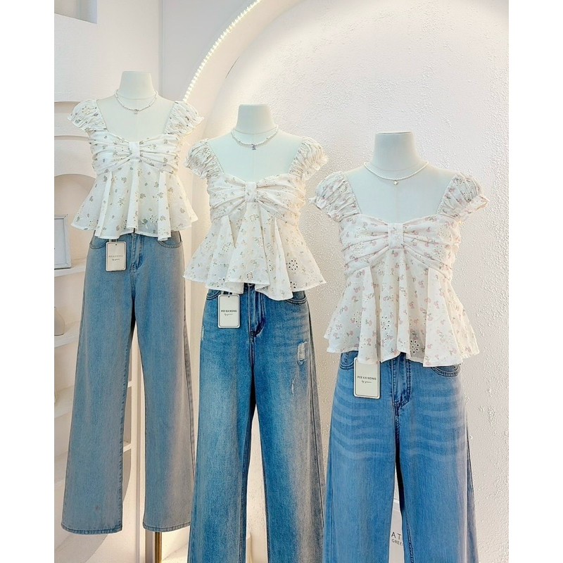 NN550 เสื้อแขนตุ๊กตาทรงโบว์ผ้าฉลุ Peekanong