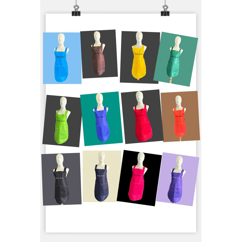 ผ้ากันเปื้อน 2 กระเป๋า 1 ซิป กุ๊นขอบสีเดียวกับผ้า - รูปที่ 7