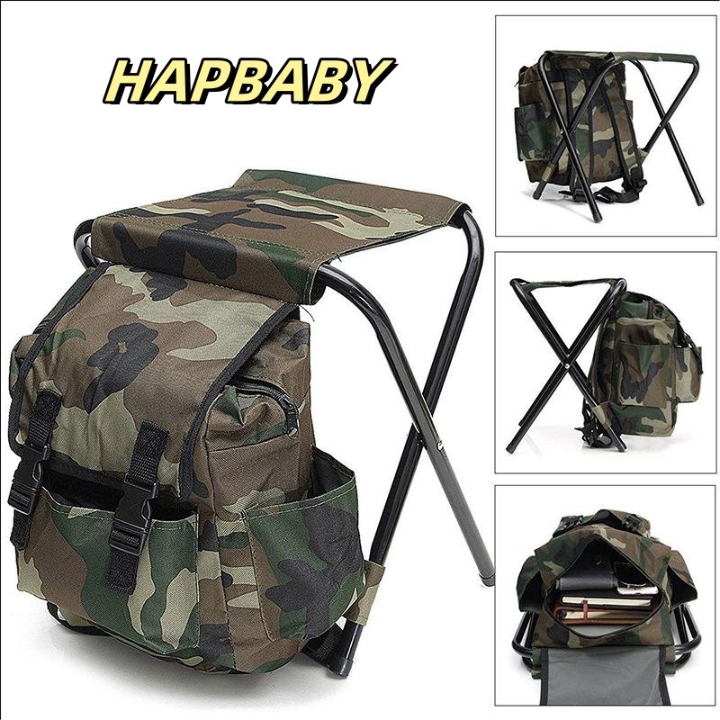 HAPBABY เก้าอี้สนาม พับได้ เหมาะสำหรับ ตกปลา ตั้งแคมป์ ปรับเป็นกระเป๋าเป้สะพายได้