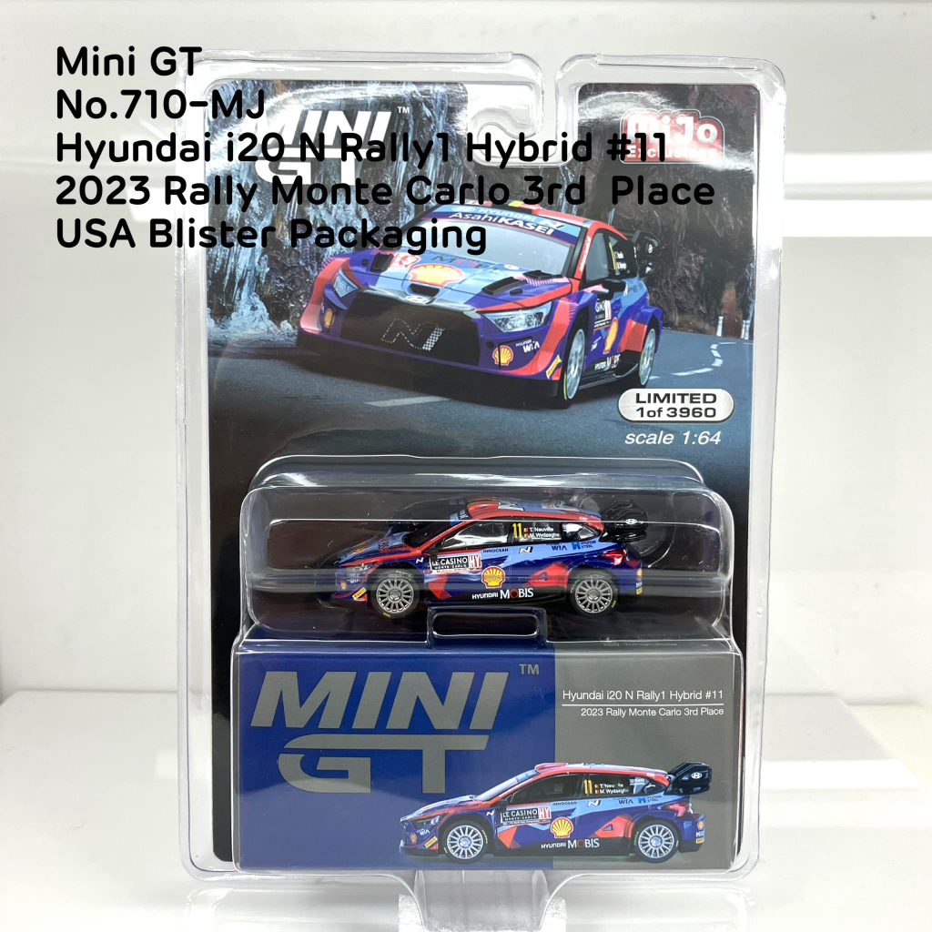 Mini GT No.710-MJ Hyundai i20 N Rally1 Hybrid #11 2023 Rally Monte Carlo 3rd  Place / USA Blister Packaging