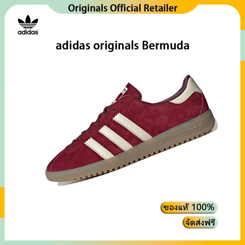 รองเท้า adidas originals Bermuda รองเท้ากีฬา รองเท้าลำลอง แท้100%【สีแดง ทั้งสองเพศ】