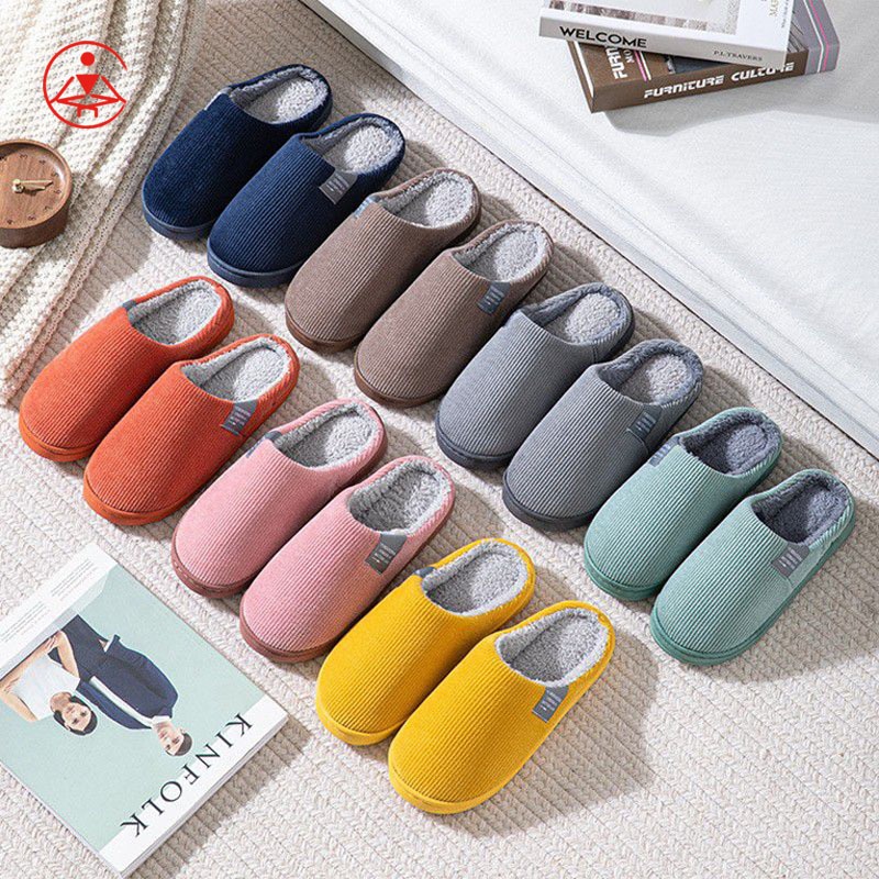 ผ้ากำมะหยี่ รองเท้าใส่เดินในบ้าน กันลื่น slipper สลิปเปอร์ สีพื้น รองเท้าแตะ สําหรับผู้หญิง และผู้ชาย ไซซ์ 36-45 พื้นหนา