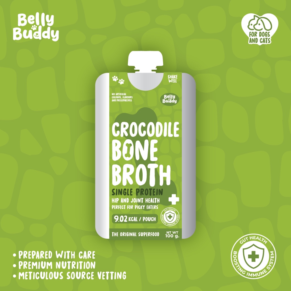Belly Buddy Crocodile Bone Broth ซุปกระดูกจระเข้ โบน บรอธ ขนาด100ml สำหรับสุนัขและแมว