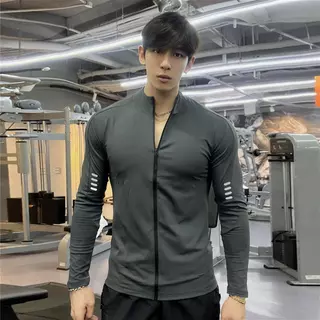 mvp sport เสื้อแจ็คเก็ตคอตั้ง แจ็คเก็ตกีฬา เสื้อเชิ้ตแขนยาว โลโก้สะท้อนแสงบนแขนเสื้อ