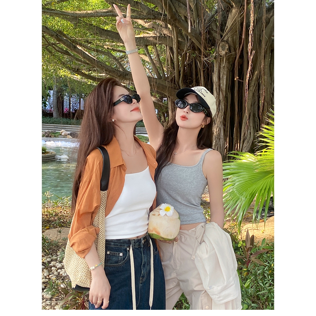 1130 เสื้อสายเดี่ยวหญิง มีบราในตัว ไม่ต้องใส่เสื้อใน ใส่สบาย ไม่ควรพลาด! Built-in Bra camisole
