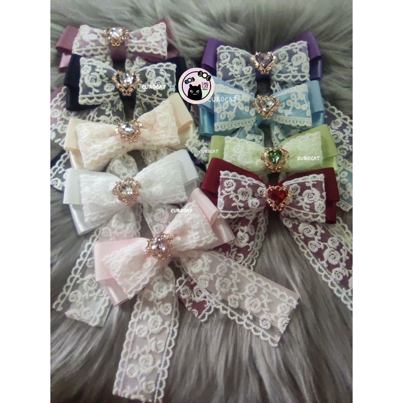 โบว์ลูกไม้ สไตล์โลลิต้า ติดผม ตกแต่งเสื้อ