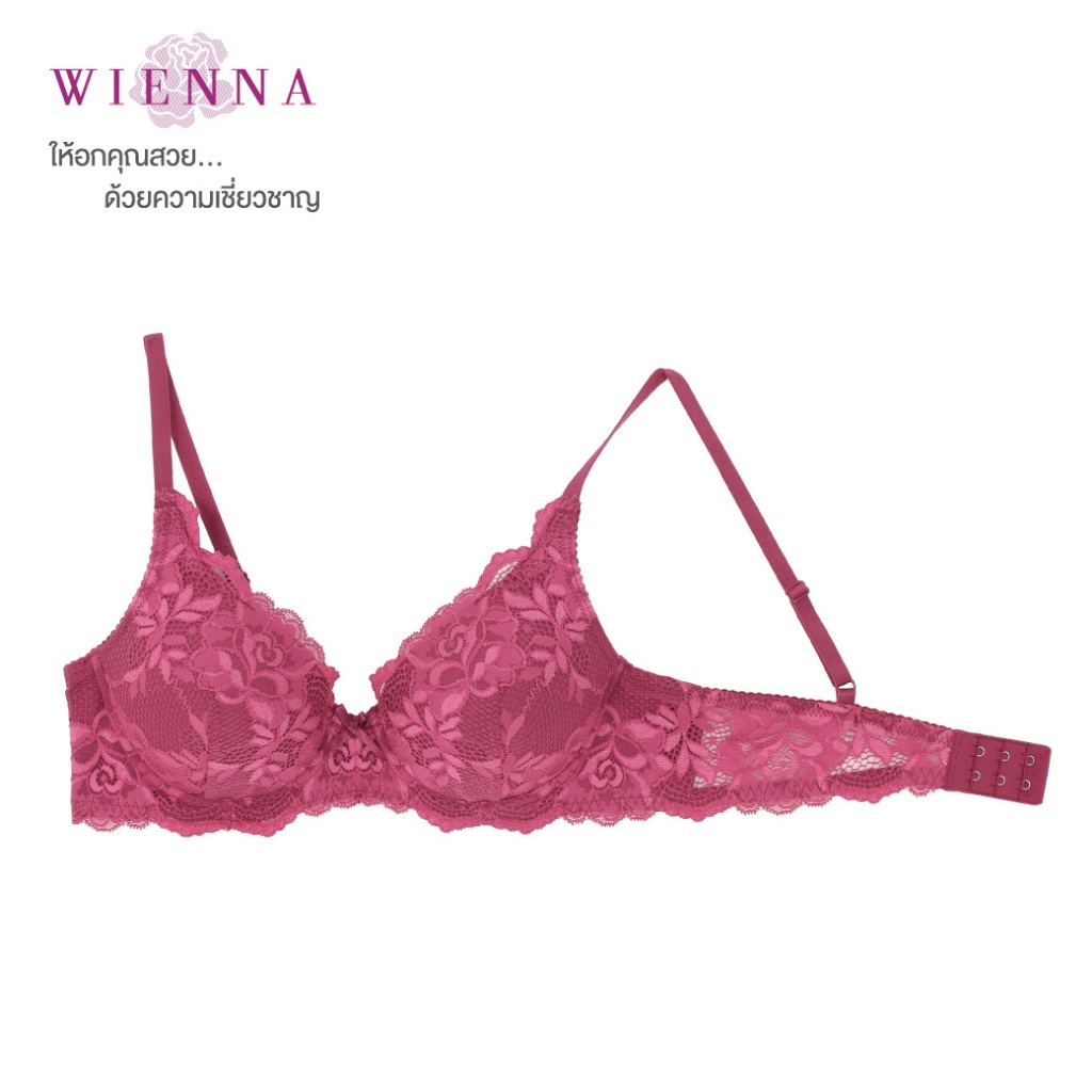 WIENNA Beauty 5 Cup DB27371 ชุดชั้นในเวียนนา เสื้อชั้นในลูกไม้  สีเนื้อ แดงเชอร์รี่ Lily Rose