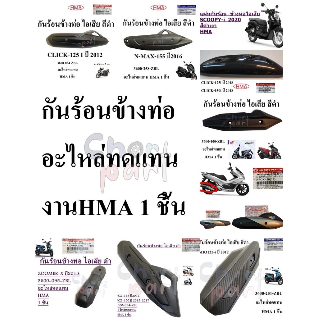 กันร้อนข้างท่อไอเสีย  NMAX/PCX-150/MIO25I/CLICK-150I/CLICK-125I/MSLAZ  อะไหล่ทดแทน HMA 1 ชิ้น