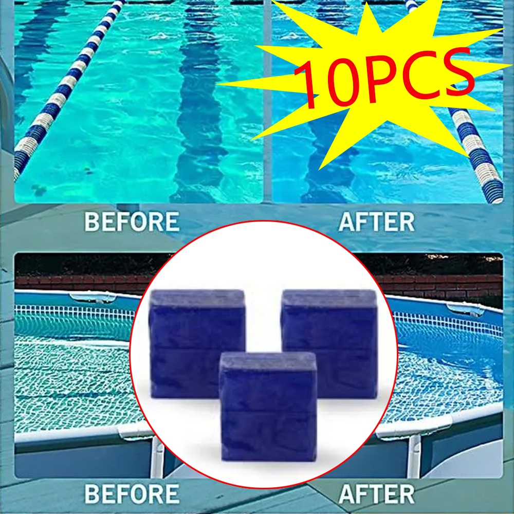 10pcs Pool Gel Crystal Block ทำความสะอาดส CTX gel Pool Clarifier Gel Cube Pool algae chemical water treatment Cleaning