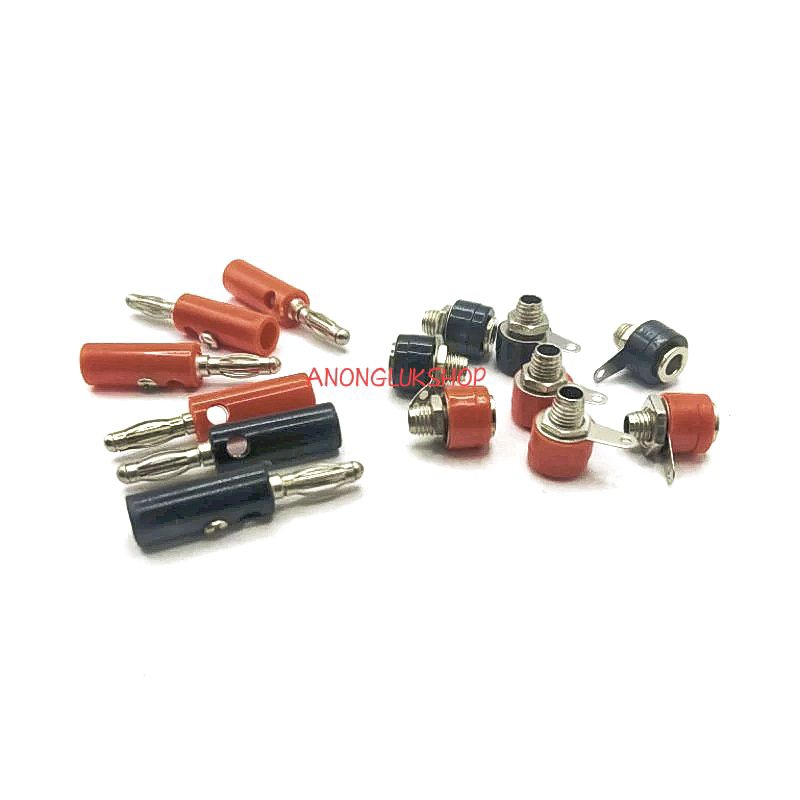 ราคาต่อ 20ชิ้น (10คู่) 👉👉 Banana Jack 4MM. บานาน่าแจ็ค 4มิล ปลั้กกล้วยตัวผู้ +ตัวเมีย มี 2สี แดง และ