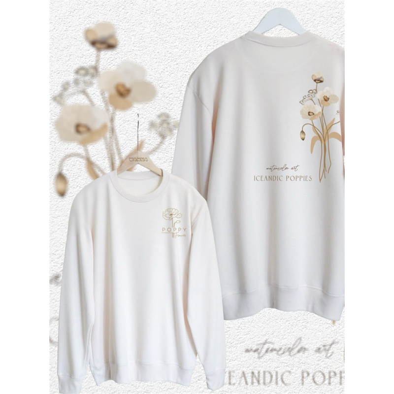 sweater screen ลายpoppyforwer ผ้าคอตตอนสกรีนลาย หน้า-หลัง สินค้าพร้อมส่ง