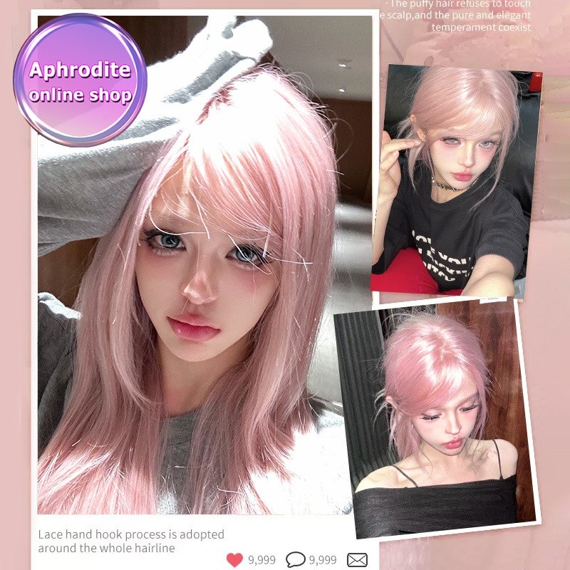 Aphrodite 65CM วิกผม วิก WJ PIink วิกผมหยิกธรรมชาติ สีชมพูอ่อน สําหรับผู้หญิง