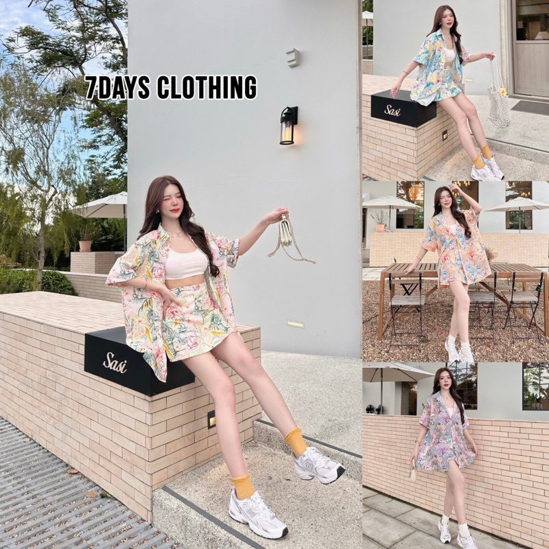 𝟳𝗗𝗮𝘆𝘀 𝗖𝗹𝗼𝘁𝗵𝗶𝗻𝗴 - เซ็ท 2 ชิ้น เสื้อเชิ้ต+กระโปรงกางเกง (ไม่แนะนำคนไม่ชอบทรงหลวม)