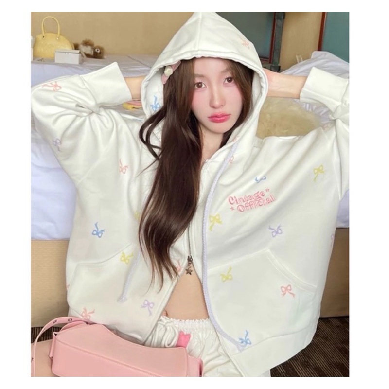 พร้อมส่ง เสื้อแขนยาว คาร์ดิแกน สเวตเตอร์ แท้100%(Hello bluepink) Cintage ☻ Fluffy, Downtown (cardigan) ☻