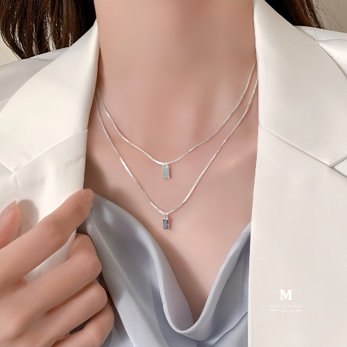 MEET สร้อยคอเงิน Sea ​​Salt สร้อยคอเพชร สร้อยเงินแท้ ดีไซน์สวย สร้อยแฟชั่น สร้อยคอเงิน สร้อยพลอย