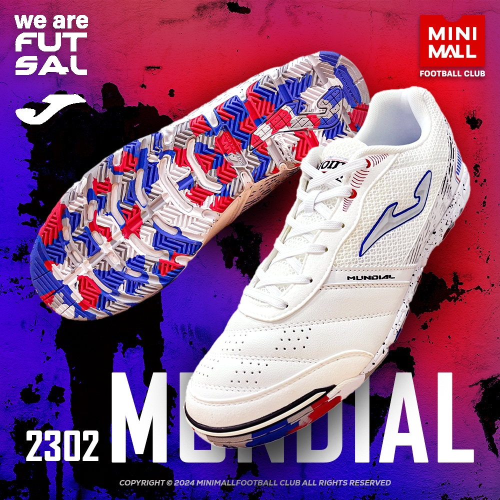 รองเท้าฟุตซอล JOMA MUNDIAL 2302 WHITE MUNW23IN รองเท้าหนังแท้ผสมหนังสังเคราะห์ เบาสบาย ระบายอากาศดี