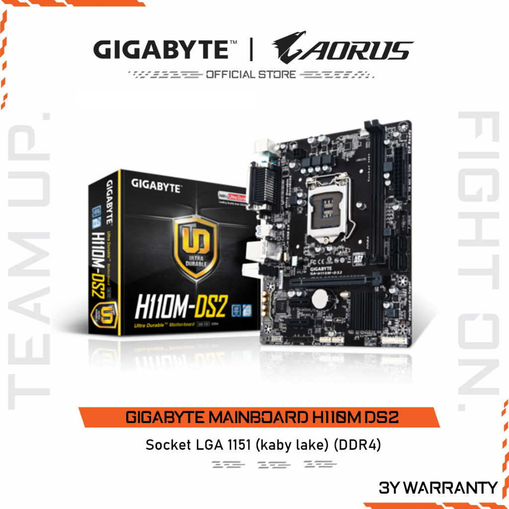 GIGABYTE MAINBOARD H110M DS2 เมนบอร์ด GA-H110M-DS2-REV1.3