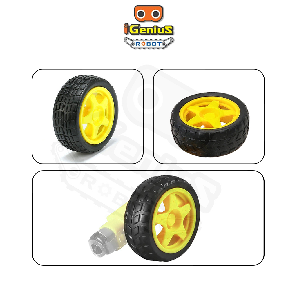 ล้อรถ DIY 1 ล้อ Plastic Wheel for microbit Smart Car ล้อสำหรับมอเตอร์เหลือง DIY เขียนโปรแกรม