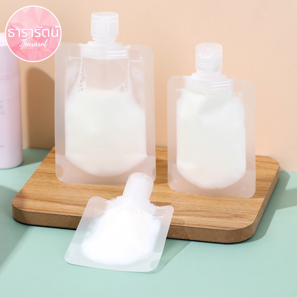 Thararut ถุงแบ่งครีม ถุงใส่ของเหลว ถุงใส่ครีมใส่แชมพูพกพา มีฝาเปิด-ปิด 30 50 100ml