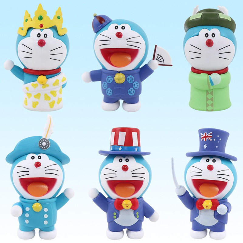 โมเดล กาชาปอง ฟิกเกอร์ อนิเมชั่นของสะสม ของขวัญ กล่องสุ่มตัวการ์ตูน : Doraemon Show การแสดง เซ็ต 6 ตัว