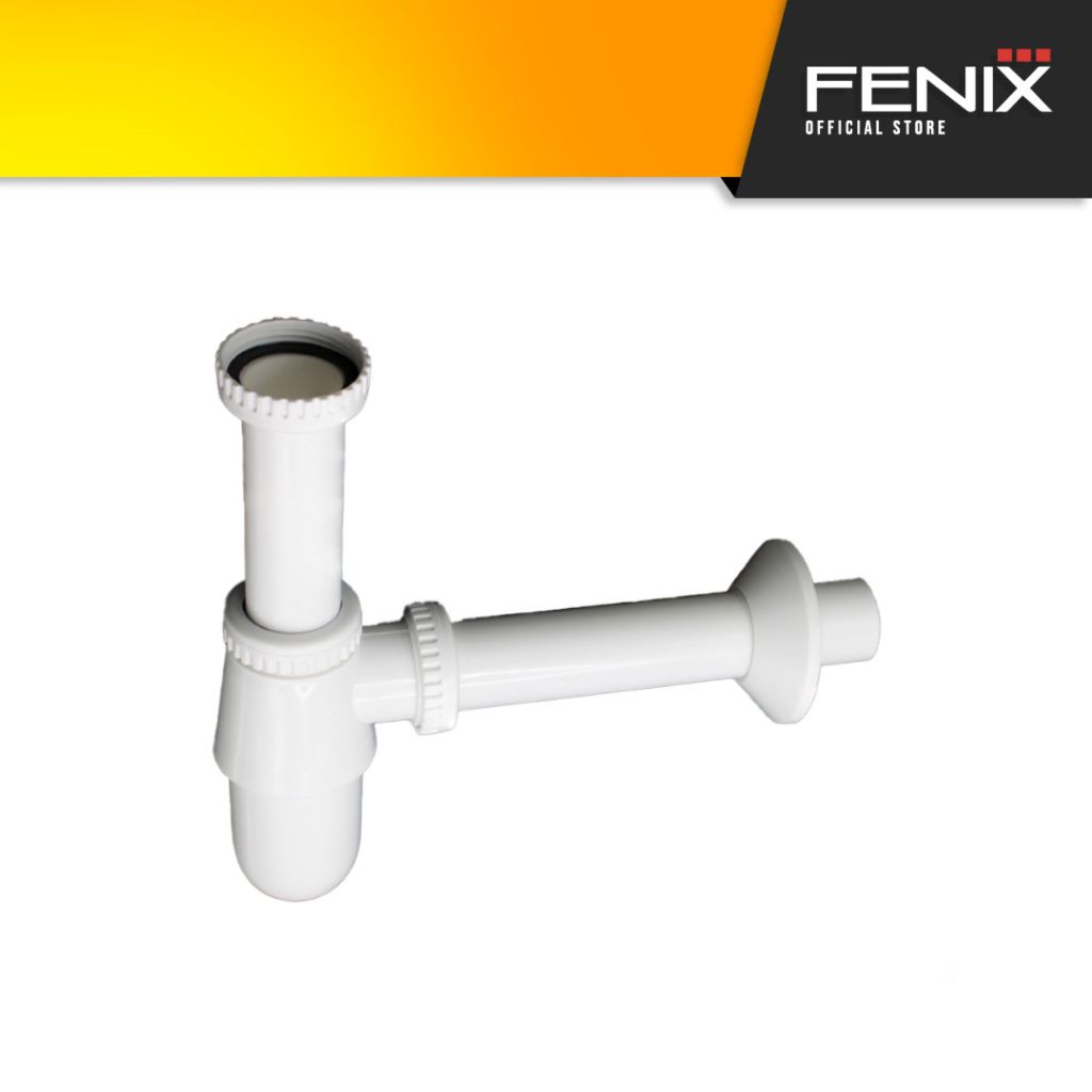 FENIX ท่อน้ำทิ้งอ่างล้างหน้าแบบกระปุก PVC ท่อน้ำทิ้งสีขาว ท่อน้ำทิ้งกระปุก รุ่น D05