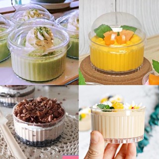 ถ้วยมูส ทรงกลม 135 ml  ฝา 2 แบบ ฝาโดม ฝาทรงหมวก แพค 10ใบ วัส…