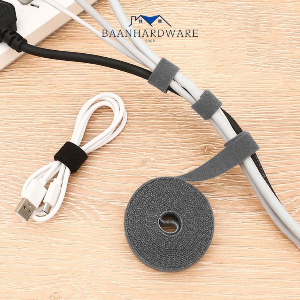 ที่เก็บสายไฟ ที่เก็บสายชาร์จ ที่รัดสายไฟ สำหรับ สายไฟ สายเคเบิ้ล สายคล้อง สีดำ สีเทา ER-U003
