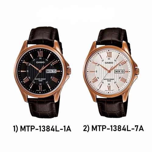 CASIO นาฬิกาข้อมือผู้ชาย สายหนัง รุ่น MTP-1384L,MTP-1384L-1A,MTP-1384L-7A