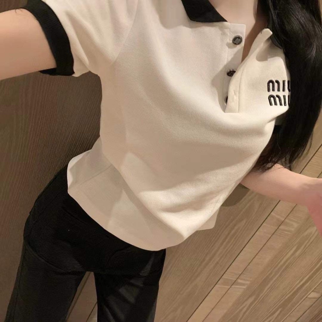 MIU MIU POLO เสื้อคอปก เสื้อโปโล มิวมิว