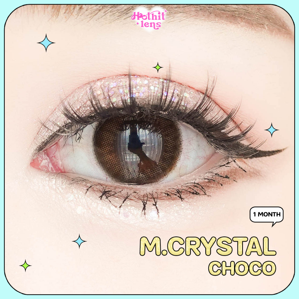 Candylens คอนแทคเลนส์ รุ่น Mini Crystal สีช็อคโก้ พร้อมส่งแบบปกติ และค่าสายตาสั้น 0.00-7.00