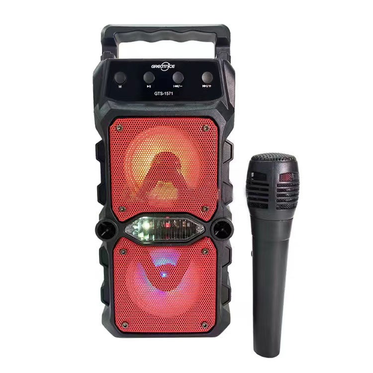 ลำโพงบลูทูธ GTS-1571 มีแบตในตัว ลำโพง2ดอก แถมไมค์สาย พกพาสะดวก ไร้สาย Wireless