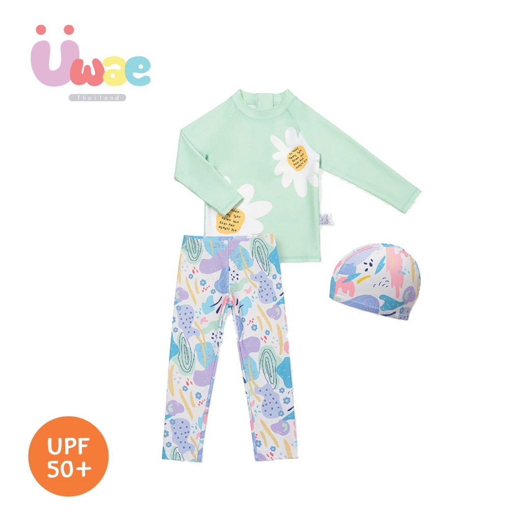 Uwae ชุดว่ายน้ำเด็กหญิงกันยูวี Pastel Lagoon ชุดว่ายน้ำเด็ก ชุดว่ายน้ำเด็กผู้หญิง รุ่น UV400
