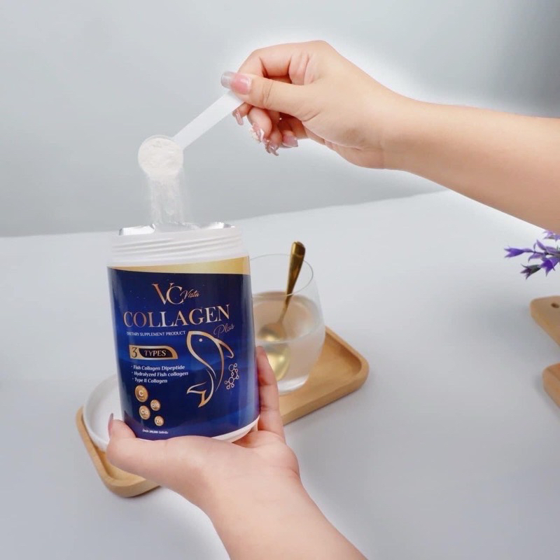 VC Colla collagen คอลลาเจนกระปุกสีฟ้า ลดฝ้า ต้านฝ้า บำรุงกระดูก ข้อต่อ เล็บ