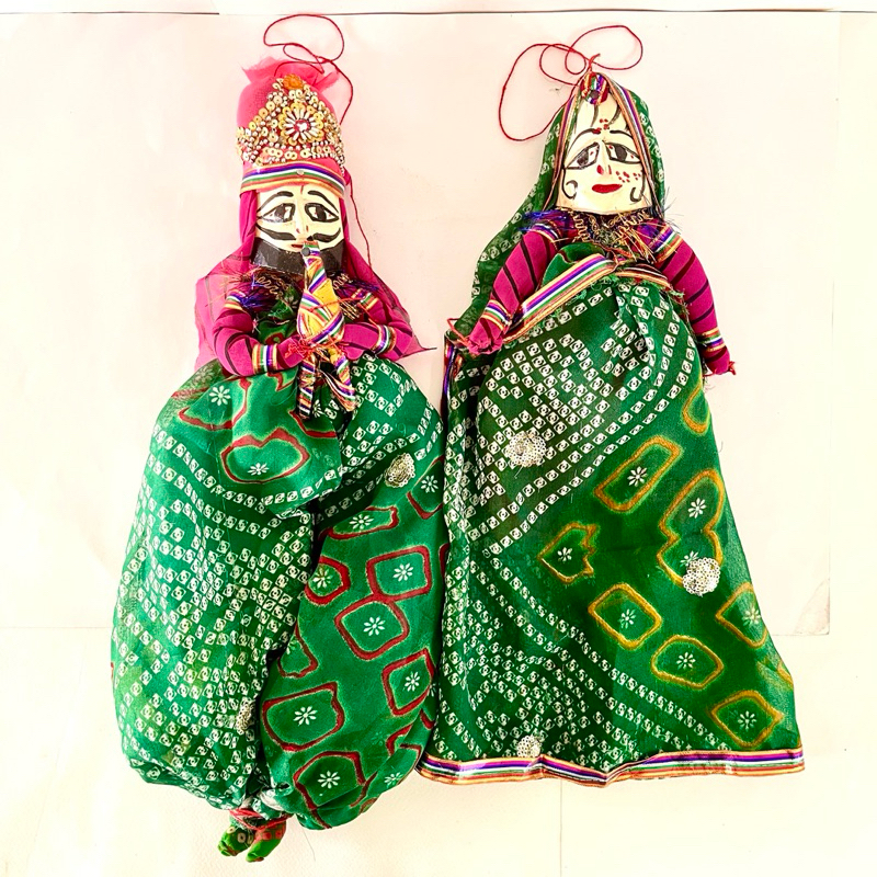 หุ่นกระบอกอินเดีย/ Indian Dancing Puppet/ Rajasthani Kaka Kaki/ Rajasthan dolls/ Wooden puppet/ ตุ๊ก