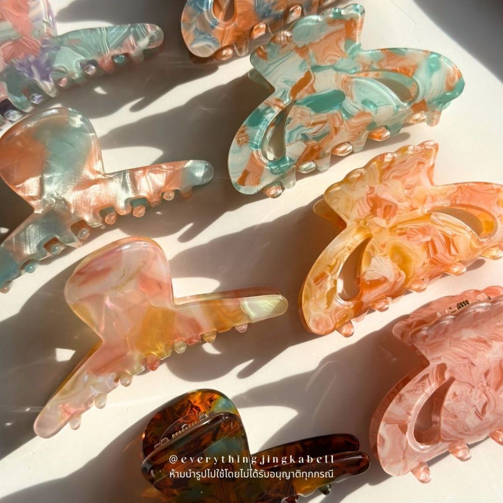 🔥พร้อมส่ง🔥 กิ๊บหนีบผมหินอ่อนทรงมงกุฎ ขนาด 6.5 cm กิ๊บหินอ่อนสีพาสเทล