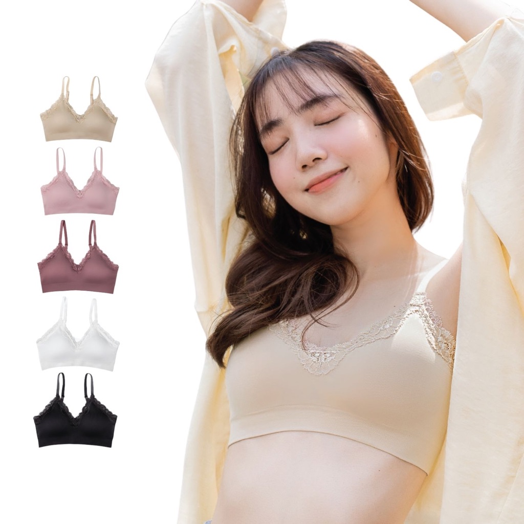 CHERILON Beauty Bra เชอรีล่อน เสื้อสายเดี่ยว ตัวสั้น เสื้อใน บรา บราลูกไม้ นุ่ม ใส่สบาย ระบายอากาศดี NIC-BSSLL5