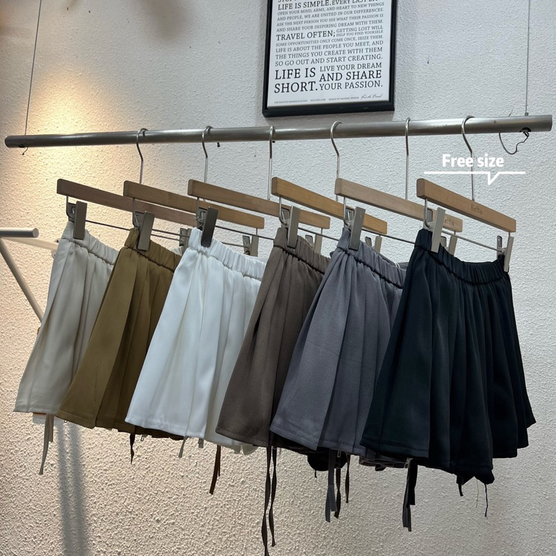 กระโปรงสั้นเอวยืด อัดจีบหลัง แต่งซิป+ผ่าหน้า ผูกโบว์เก๋ๆ ฟรีไซส์#68 - รูปที่ 3