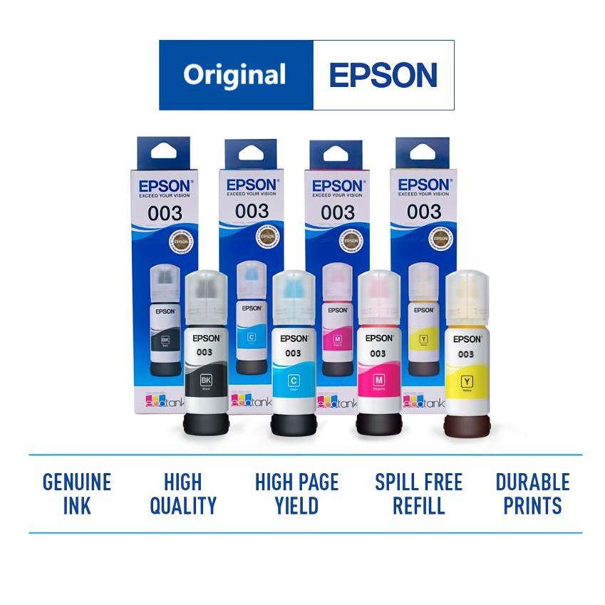 (พร้อมกล่อง)EPSON 003 หมึกแท้ 100%/ราคาถูก (L1110/L1210/L1216/L1250/L1256/L3110/L3150/L3210/L3256/L5