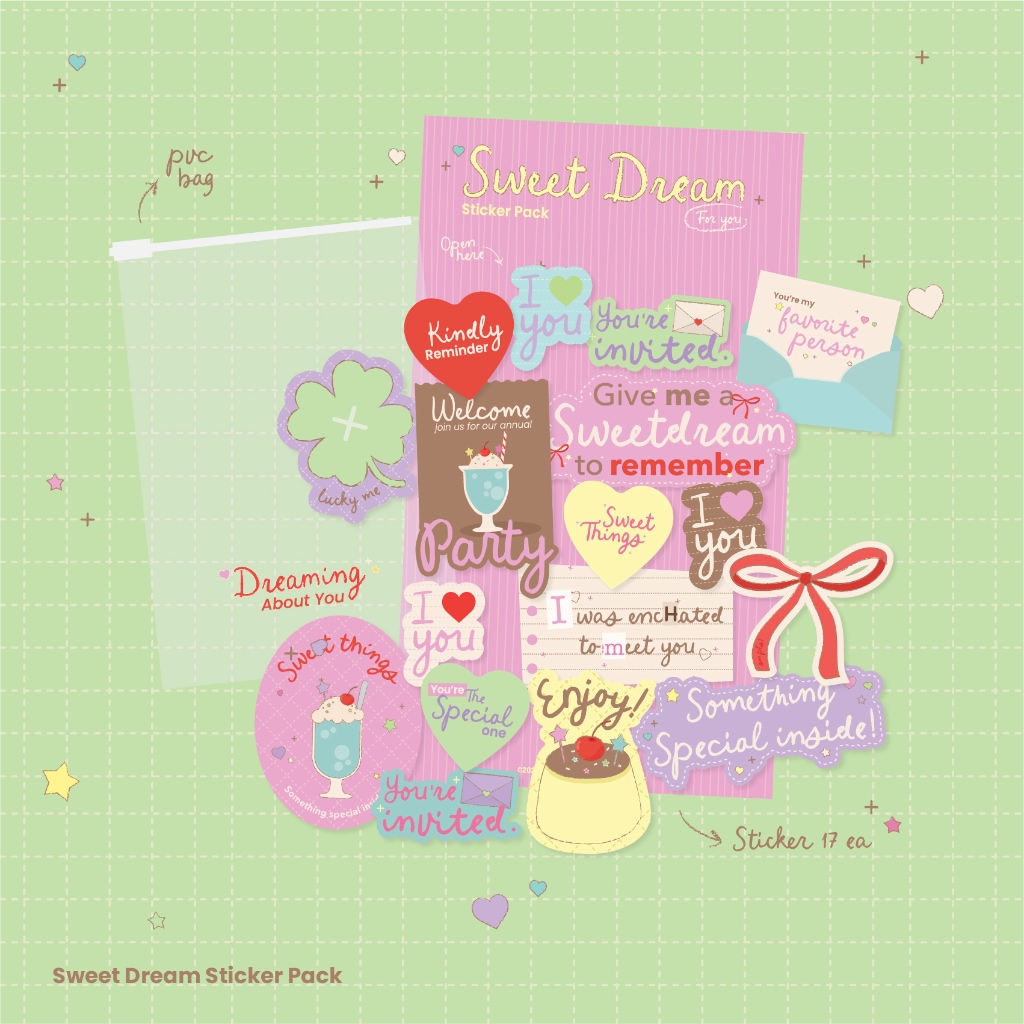 Sweet Dream Sticker Pack with zip bag / สติกเกอร์ไดคัทชิ้นพร้อมซองซิปพลาสติก (Sweet Things Col.) - SM,PLS!