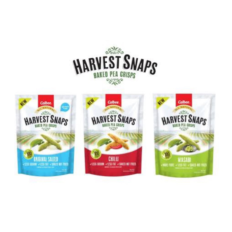 Calbee Harvest snaps plant based snack chili/ original คัลบี ขนมอบกรอบถั่วลันเตา รสพริก