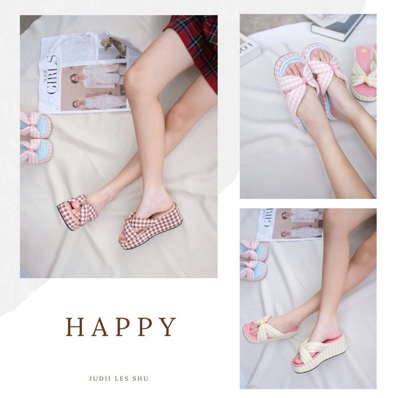 New color สีมาใหม่ รุ่น Happy (ผ้าลายกิงแฮม,สก็อต)สายคาดนุ่มฟู Size34-42 JUDII LES SHU - รูปที่ 3
