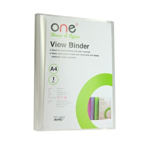 แฟ้มโชว์เอกสาร A4 ใส (40ซอง/เล่ม) ONE