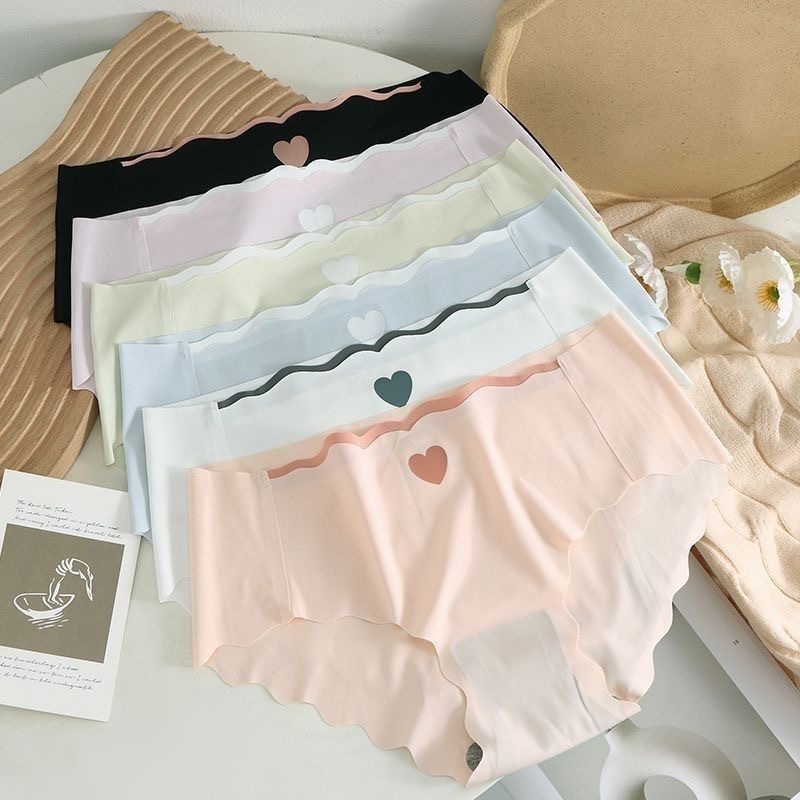 กางเกงชั้นใน🍀ผ้าฝ้ายแท้ เอวกลาง ไร้รอยต่อ ลายหัวใจ สไตล์ญี่ปุ่น สําหรับผู้หญิง และนักเรียน NY046